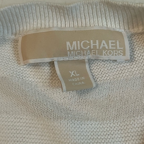 MICHAEL MICHAEL KORS Sz XL Sheer Stripe Long Sleeve Sweater Top - Picture 7 of 10